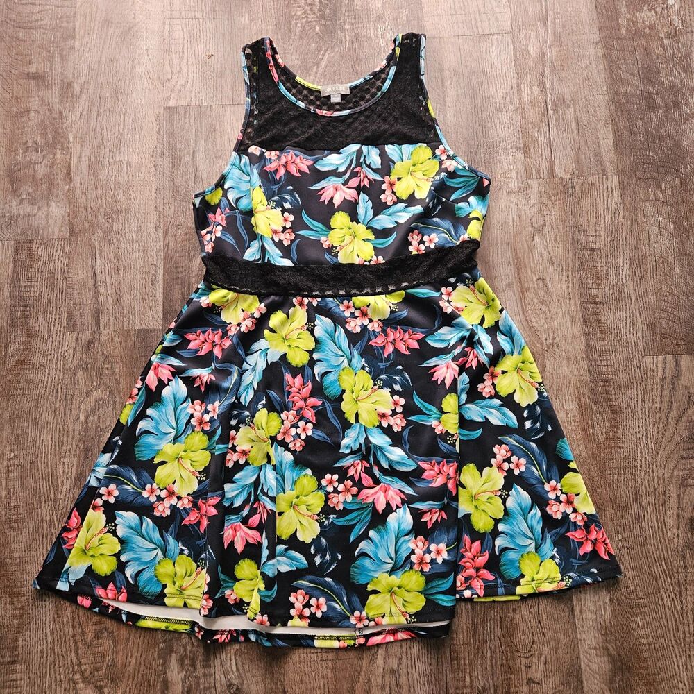 Lovesick By Torrid Tropical Floral Polka Dot Mesh Dress